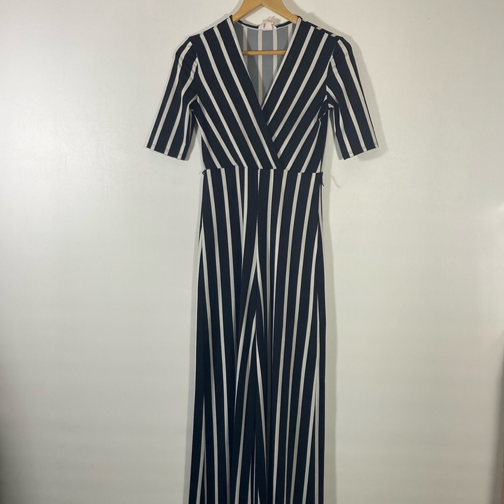 Ruby & Lace Jump Suit Women Small(check Measurements) Black & White Stripe